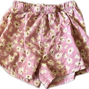 Daisy Print Kids Shorts - Pink